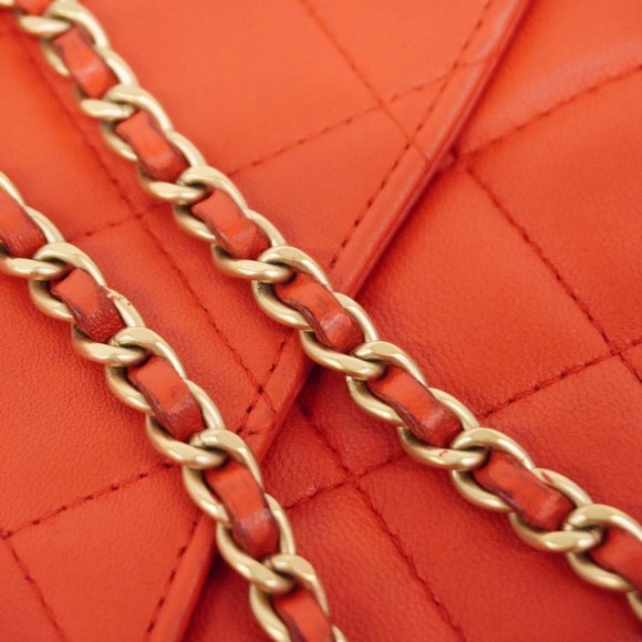 Chanel Shoulder Bag Matelasse Chain Lambskin Red Women's - Picture 8 of 16